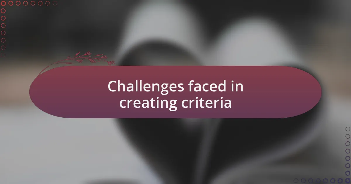 Challenges faced in creating criteria
