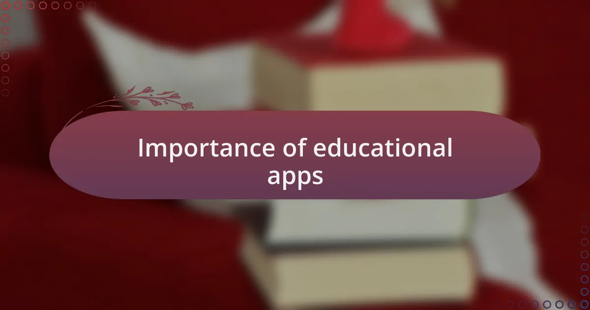 Importance of educational apps