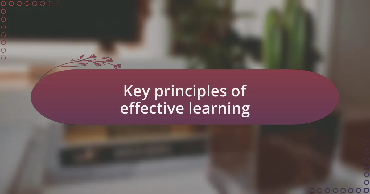 Key principles of effective learning