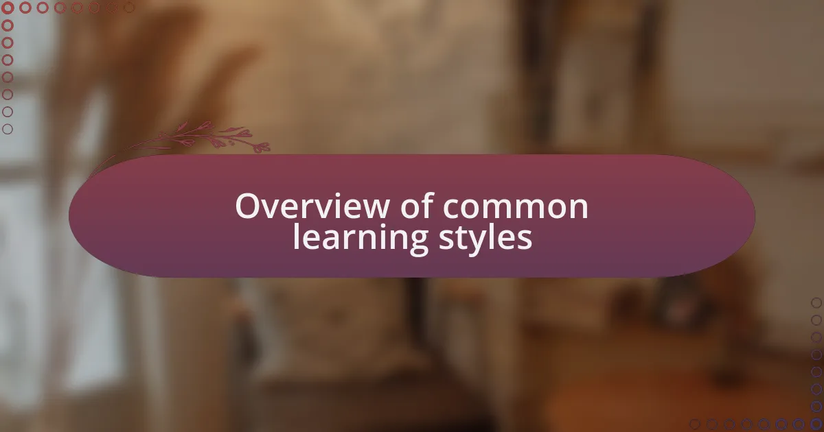 Overview of common learning styles