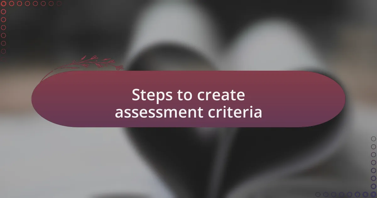 Steps to create assessment criteria
