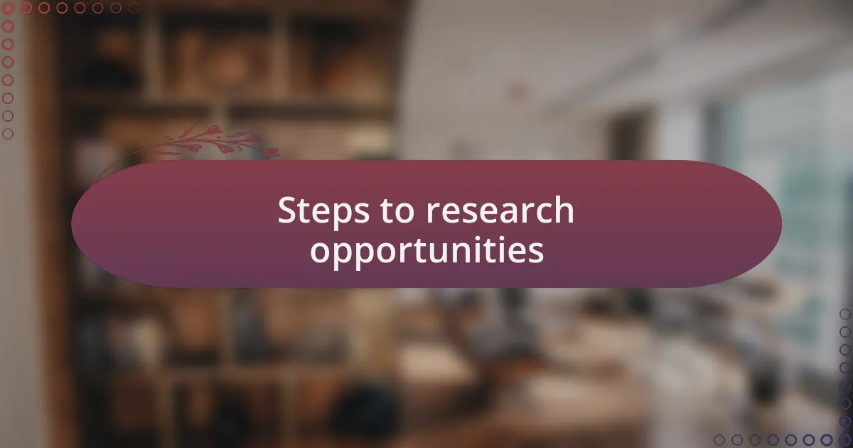 Steps to research opportunities